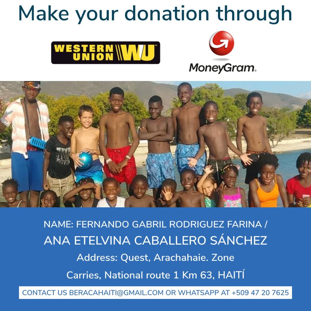 Imagen con datos necesarios para donar mediante Western Union o Money Gram